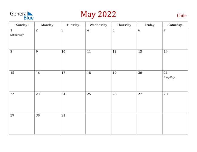 Chile May 2022 Calendar