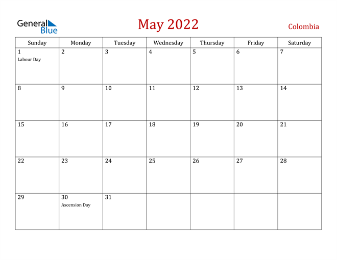 Colombia May 2022 Calendar