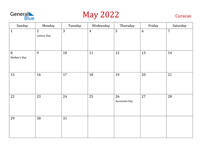Curacao May 2022 Calendar