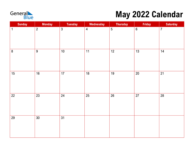 Editable Calendar May 2022 May 2022 Calendar (Pdf Word Excel)
