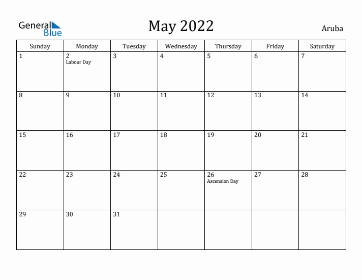 May 2022 Calendar Aruba