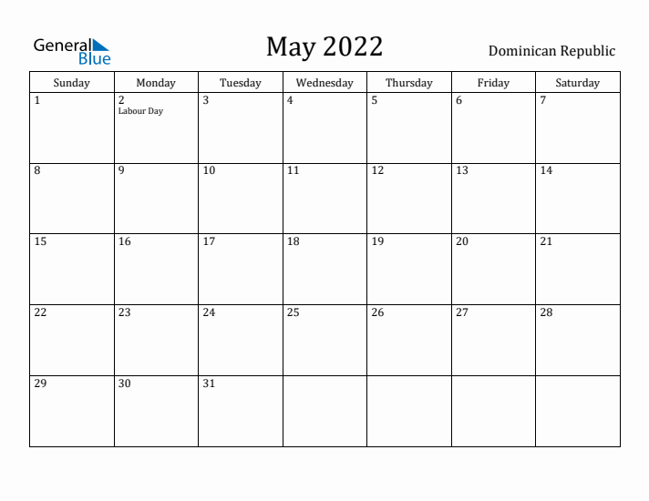 May 2022 Calendar Dominican Republic
