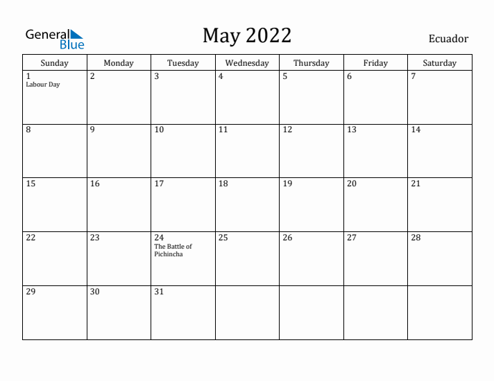 May 2022 Calendar Ecuador