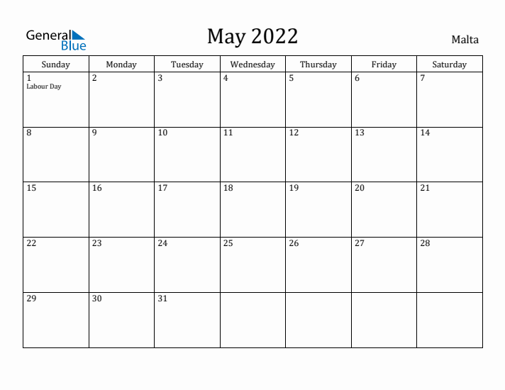 May 2022 Calendar Malta