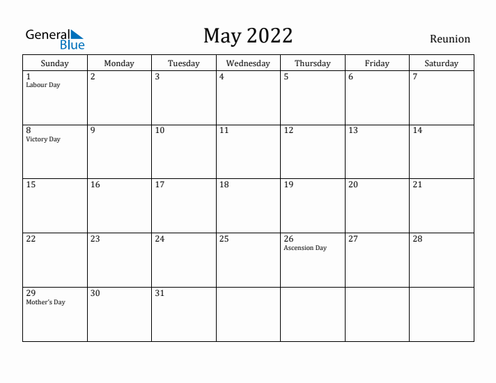 May 2022 Calendar Reunion