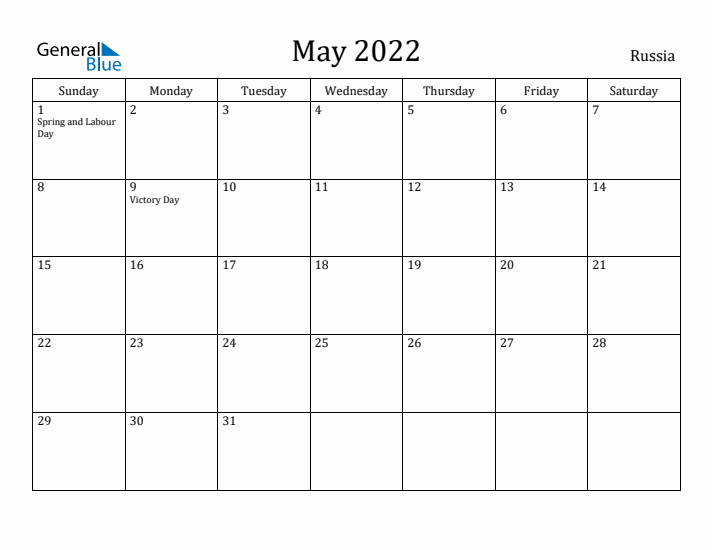 May 2022 Calendar Russia