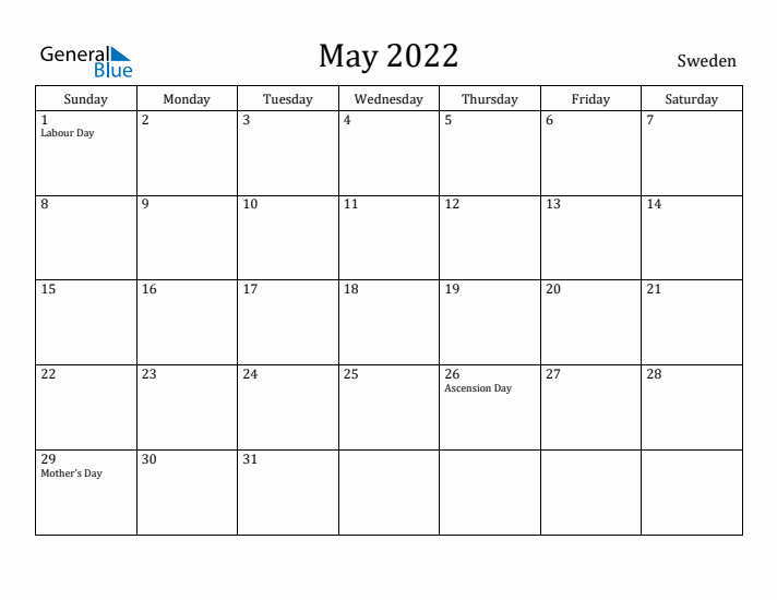 May 2022 Calendar Sweden