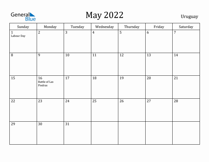 May 2022 Calendar Uruguay