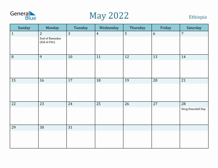 May 2022 Calendar with Holidays