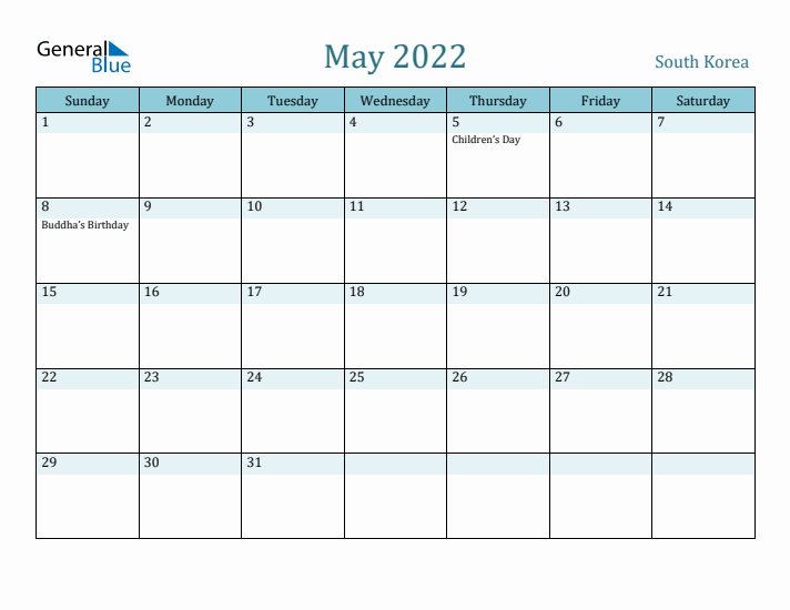 May 2022 Calendar with Holidays
