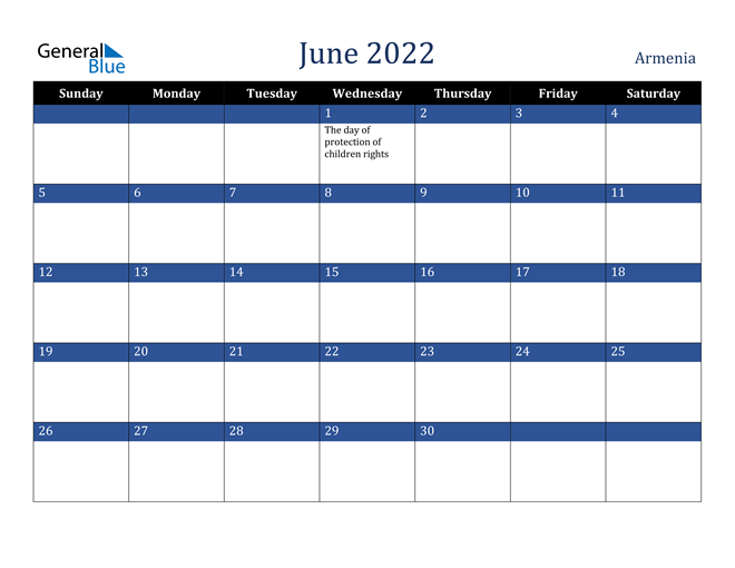 June 2022 Armenia Calendar
