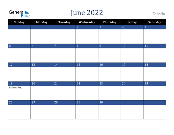 canada june 2022 calendar with holidays