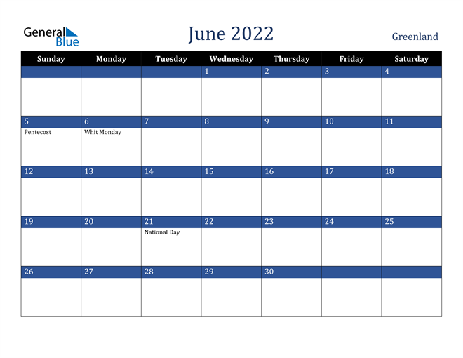 June 2022 Greenland Calendar