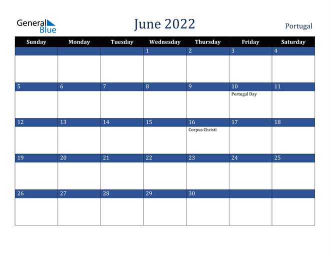 June 2022 Portugal Calendar