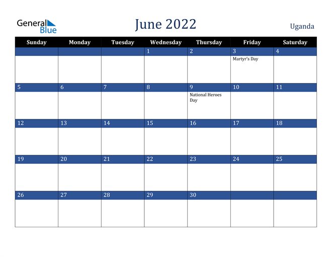 June 2022 Uganda Calendar