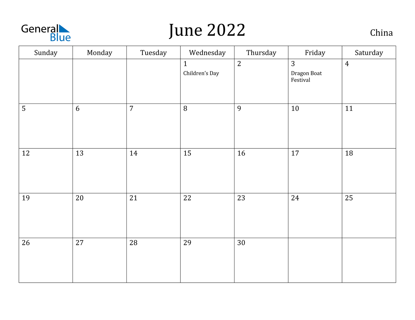 june 2022 calendar china