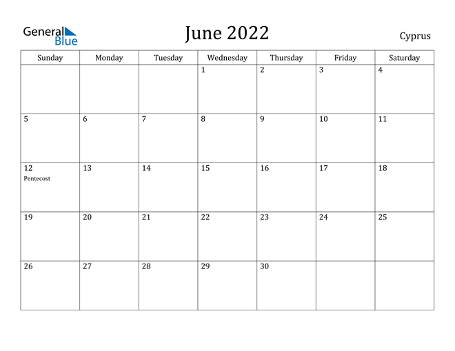 cyprus june 2022 calendar with holidays