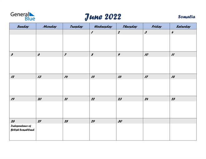 somalia june 2022 calendar with holidays