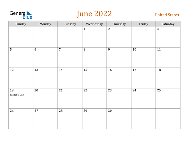united states june 2022 calendar with holidays