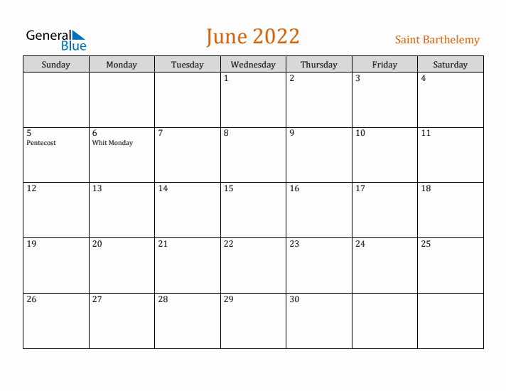 June 2022 Holiday Calendar with Sunday Start