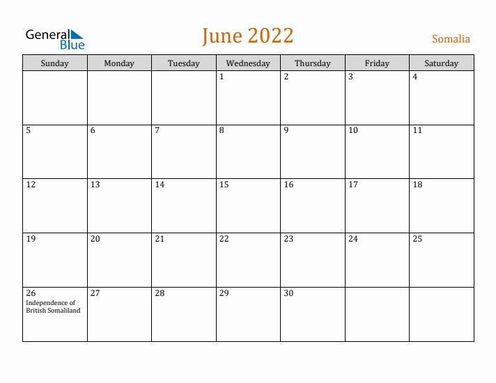 June 2022 Holiday Calendar with Sunday Start