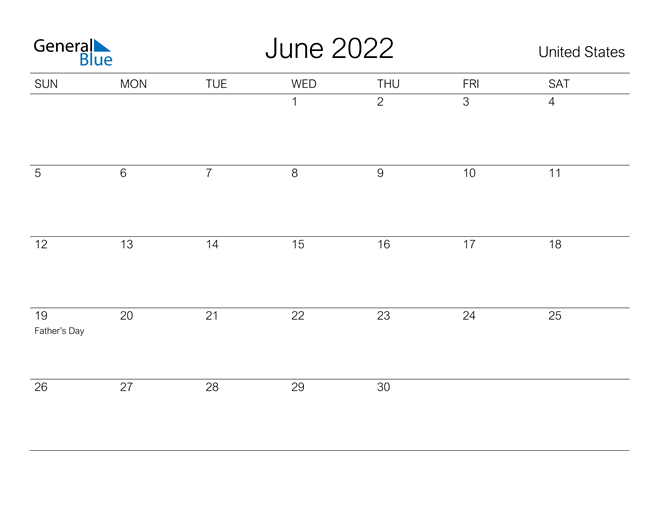 united states june 2022 calendar with holidays