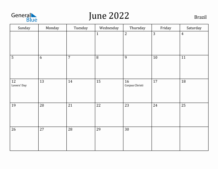 June 2022 Calendar Brazil