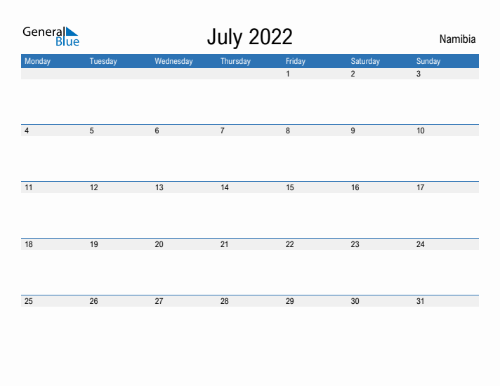 Fillable July 2022 Calendar
