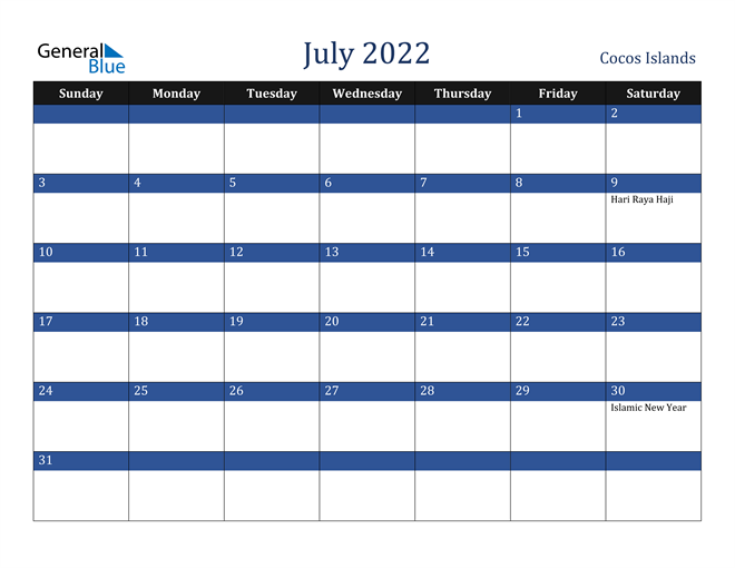 July 2022 Cocos Islands Calendar