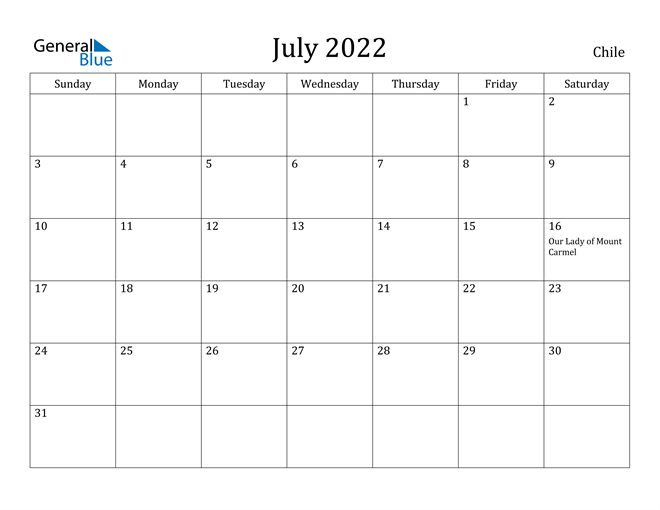 July 2022 Calendar Chile