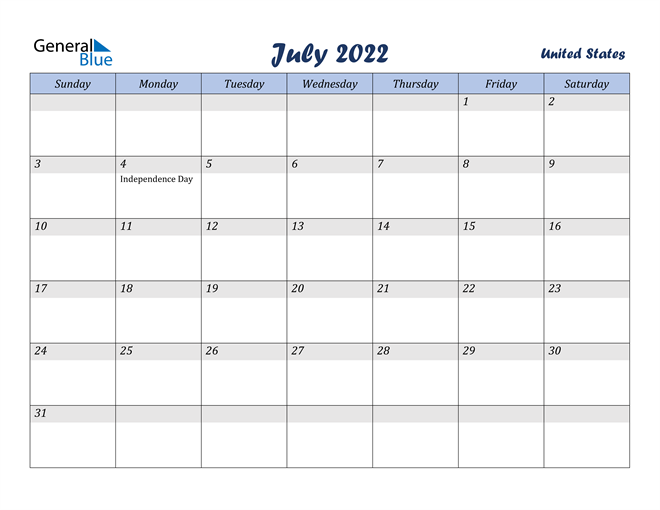 united states july 2022 calendar with holidays