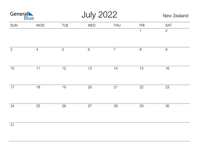 july 2022 calendar with new zealand holidays