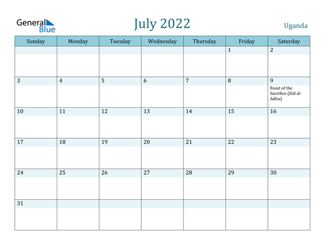July 2022 Calendar with Holidays in PDF, Word, and Excel
