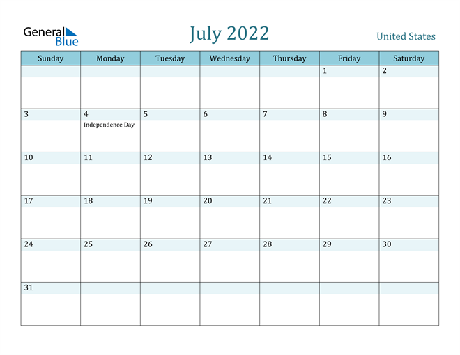 july 2022 calendar with united states holidays