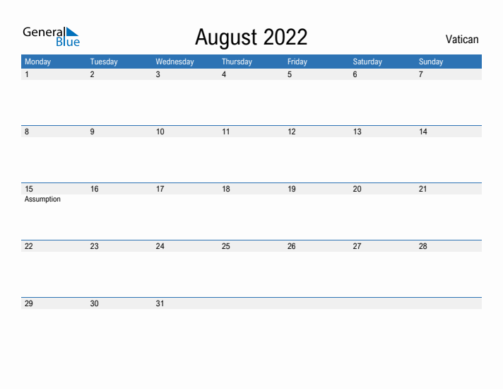 Fillable August 2022 Calendar