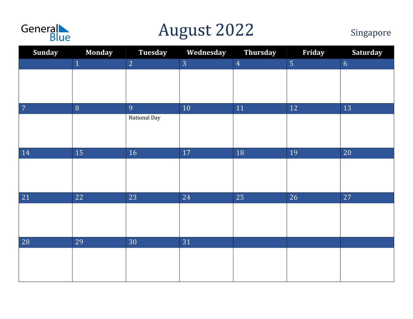 august 2022 calendar singapore