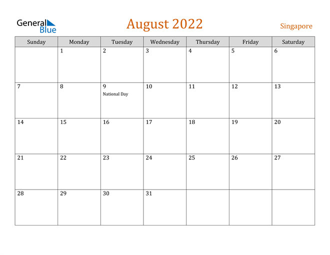 august 2022 calendar singapore