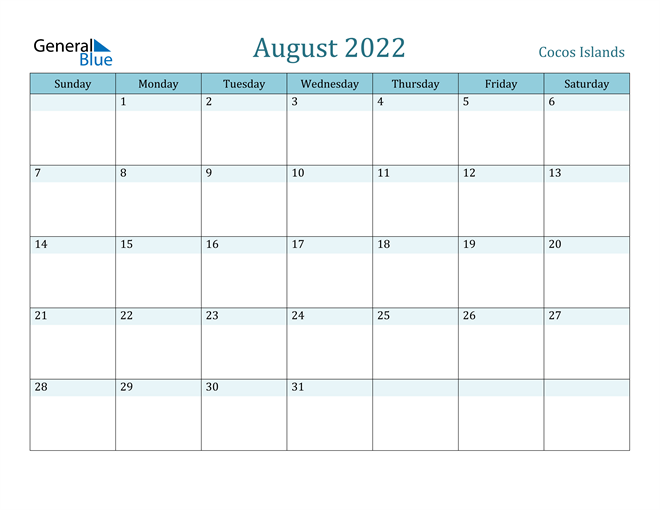 August 2022 Calendar with Holidays in PDF, Word, and Excel