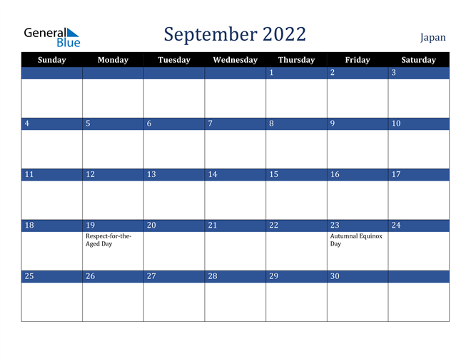 September 2022 Calendar with Japan Holidays