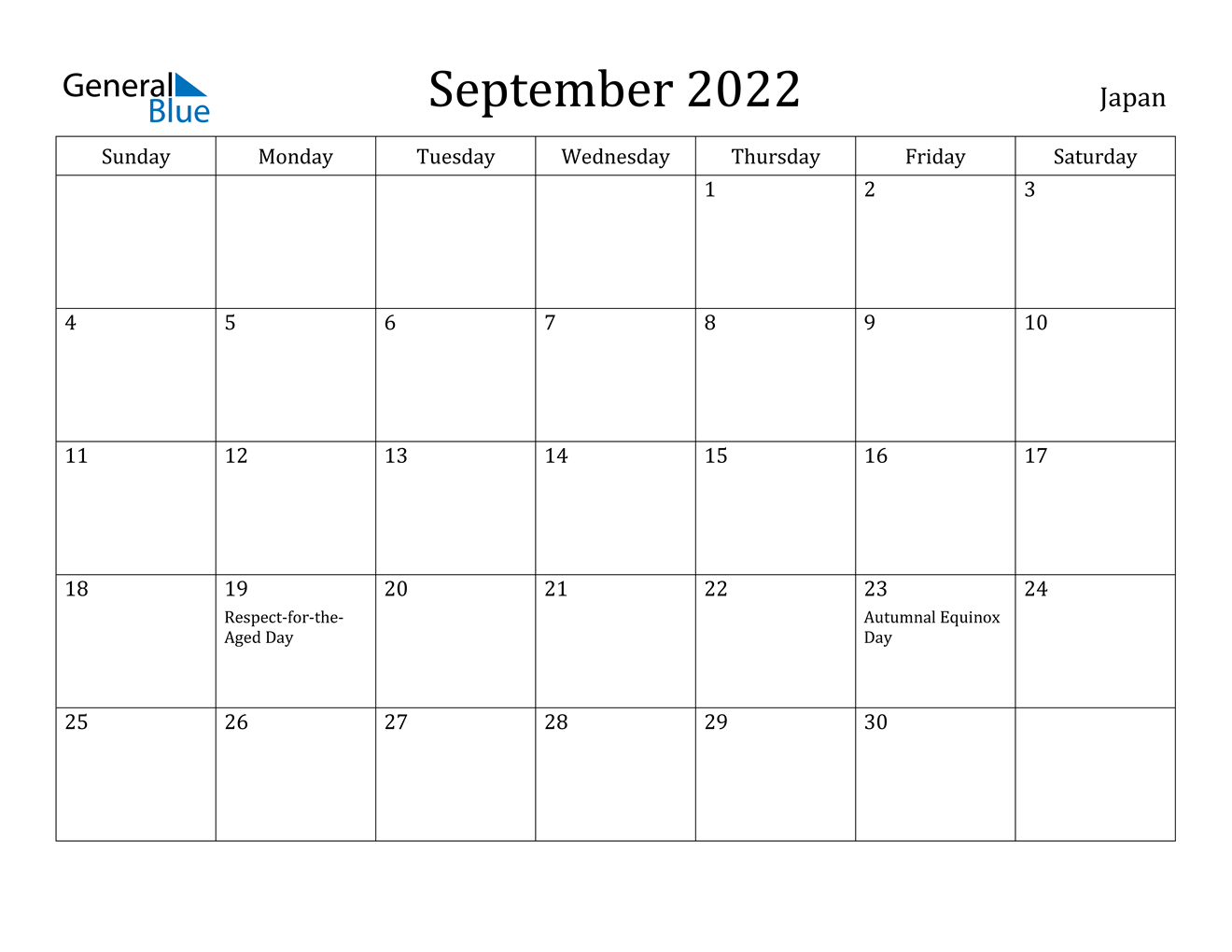 september 2022 calendar japan