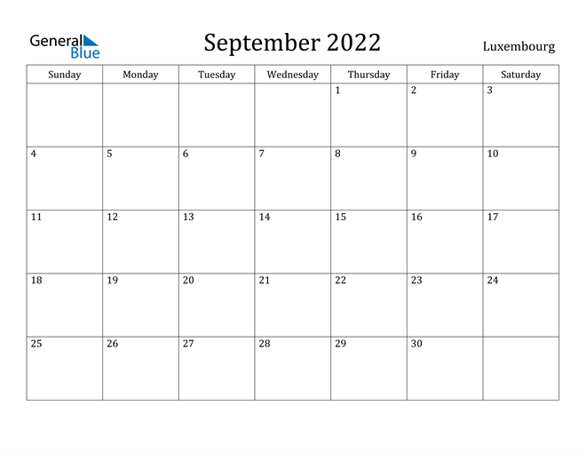 September 2022 Calendar With Holidays Luxembourg September 2022 Calendar With Holidays
