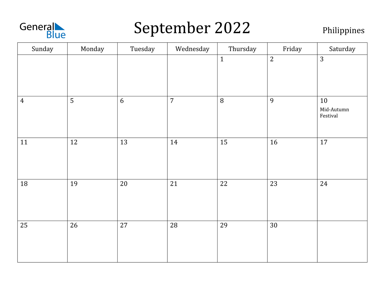 september 2022 calendar philippines