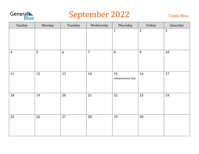 September 2022 Holiday Calendar
