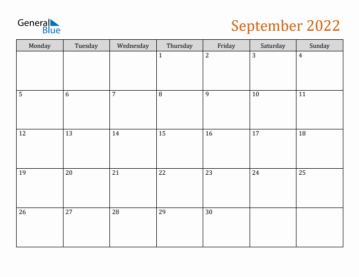 Editable September 2022 Calendar