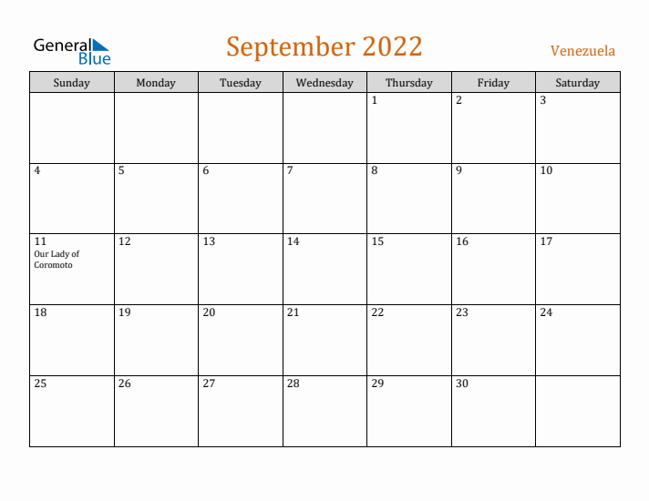 September 2022 Holiday Calendar with Sunday Start
