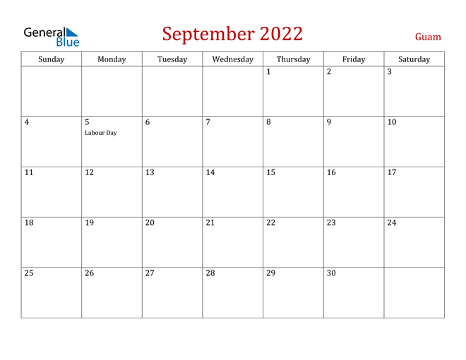 Guam September 2022 Calendar