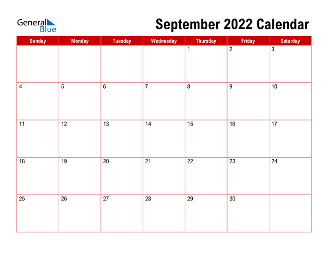 September 2022 Editable Calendar September 2022 Calendar (Pdf Word Excel)