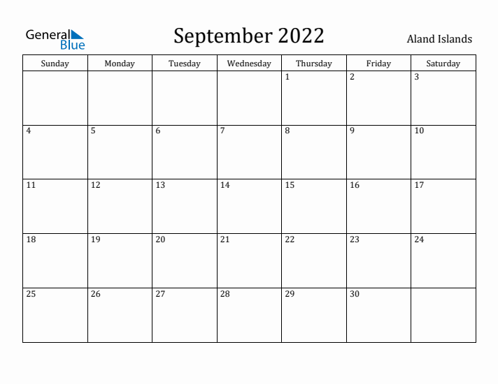 September 2022 Calendar Aland Islands