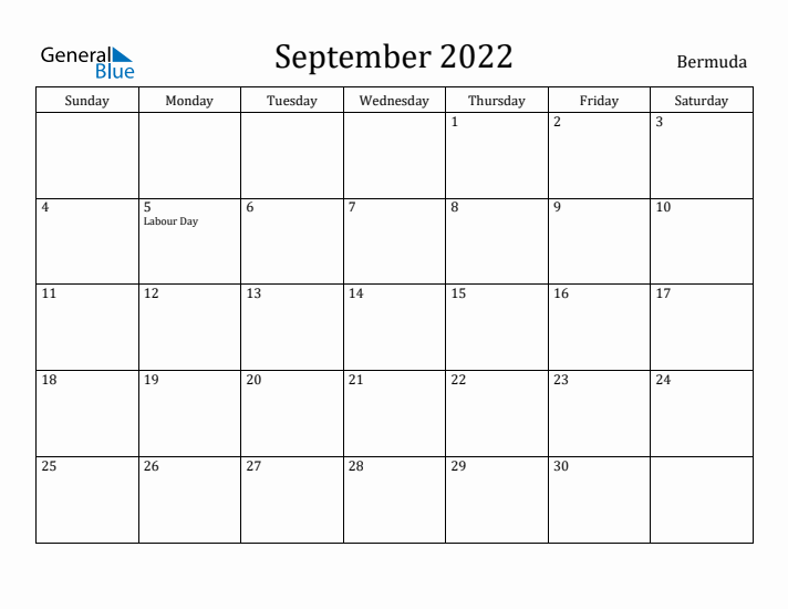 September 2022 Calendar Bermuda