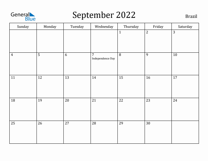 September 2022 Calendar Brazil